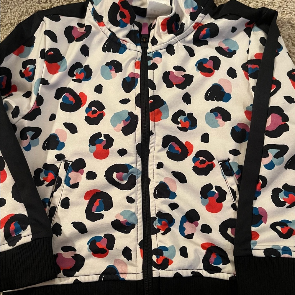Hanna Andersson Little Girls Multicolor Leopard Patterned Track Jacket